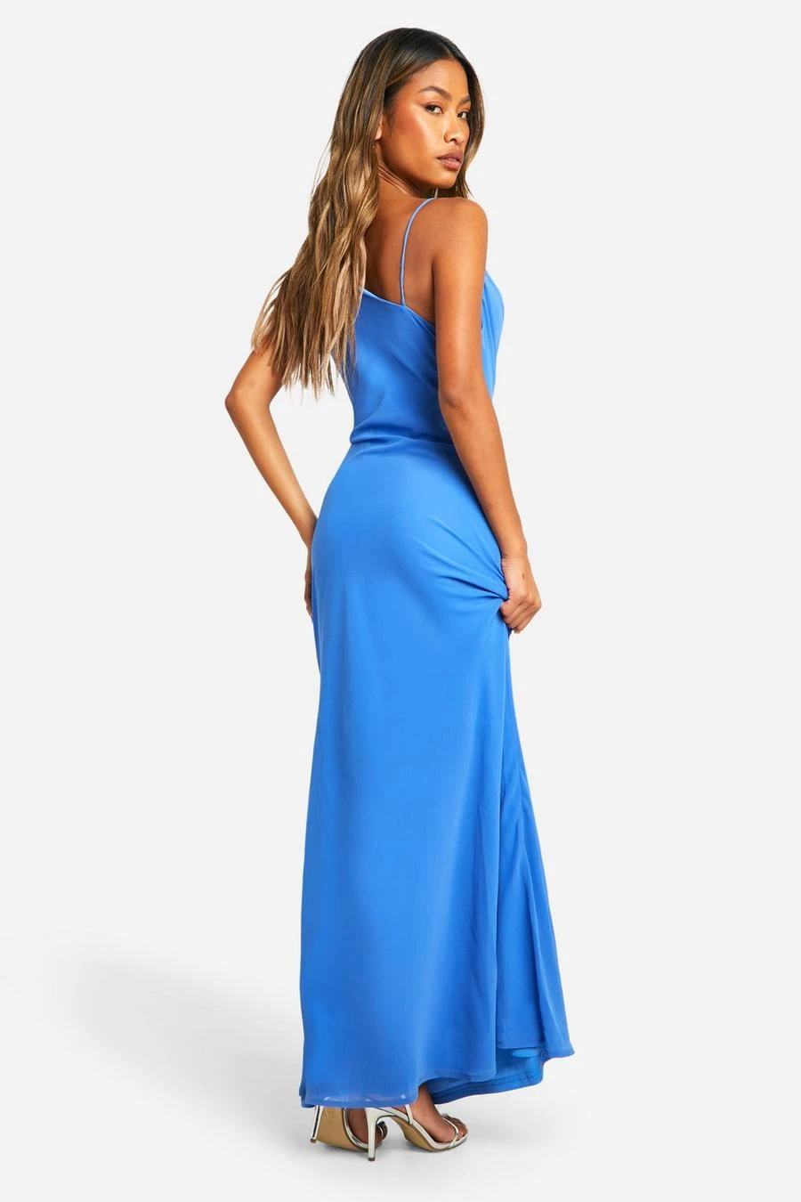 BOOHOO Cowl Neck Strappy Chiffon Maxi Dress 2 BOOHOO Cowl Neck Strappy Chiffon Maxi Dress - Image 2