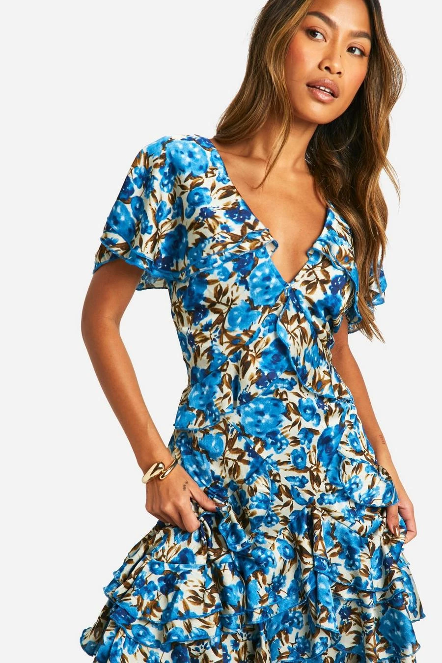 BOOHOO Floral Frill Detail Ruffle Maxi Dress 4 BOOHOO Floral Frill Detail Ruffle Maxi Dress - Image 4