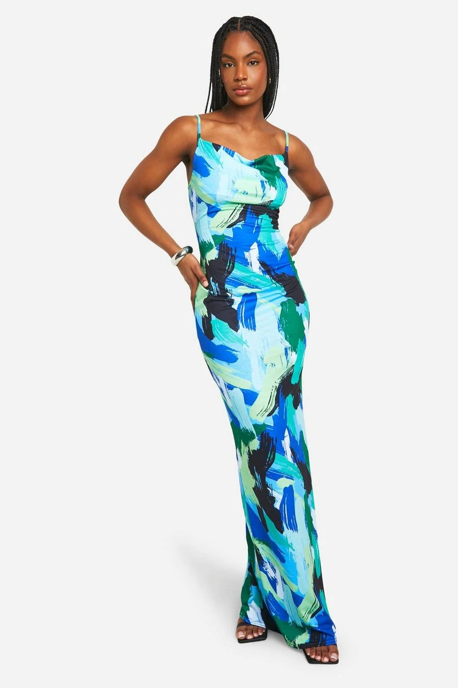 BOOHOO Tall Abstract Cowl Maxi Dress 3 BOOHOO Tall Abstract Cowl Maxi Dress - Image 3