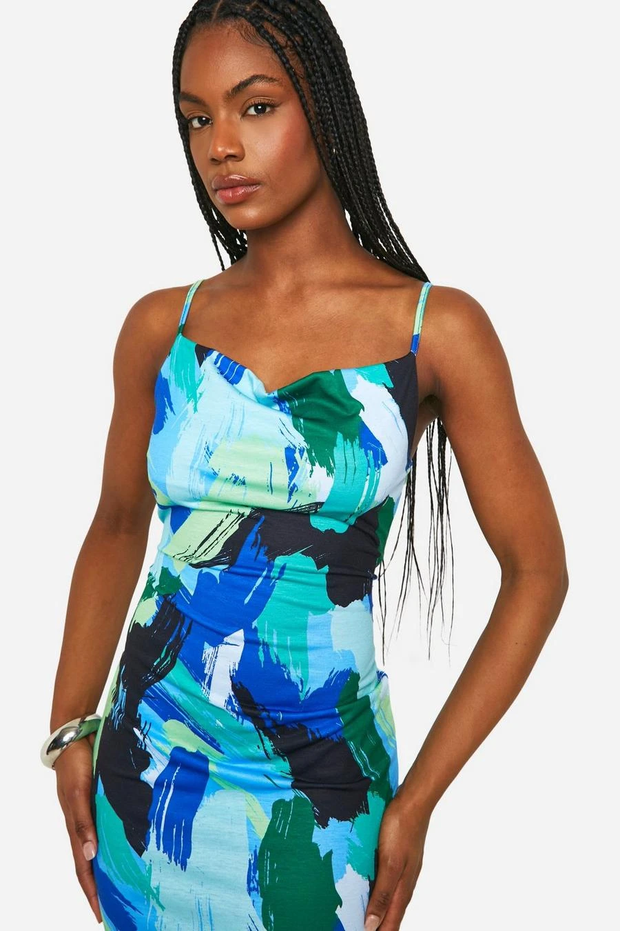 BOOHOO Tall Abstract Cowl Maxi Dress 4 BOOHOO Tall Abstract Cowl Maxi Dress - Image 4