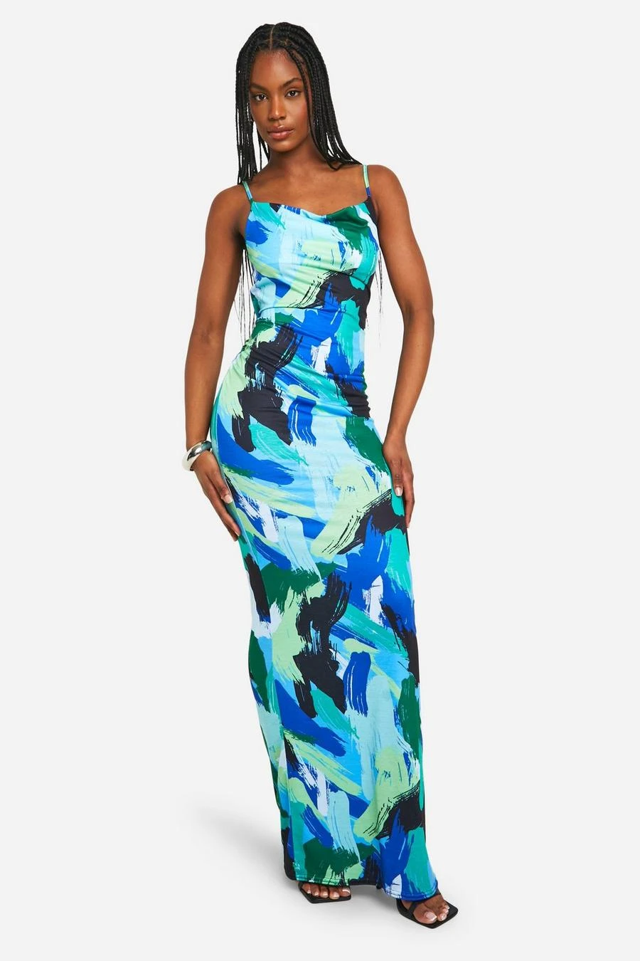 BOOHOO Tall Abstract Cowl Maxi Dress 1 BOOHOO Tall Abstract Cowl Maxi Dress
