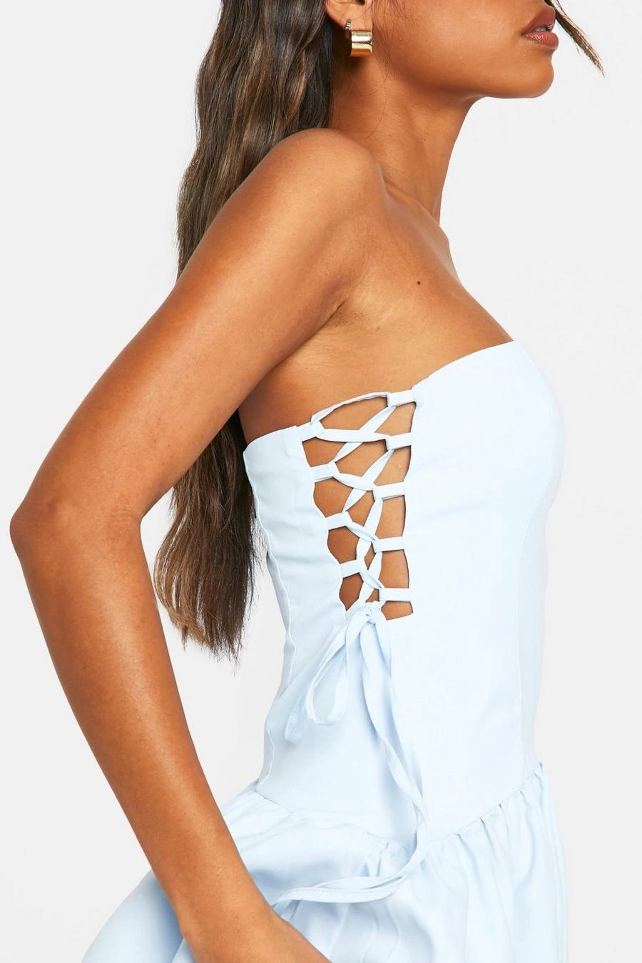 BOOHOO Tie Side Bandeau Maxi Dress 4 BOOHOO Tie Side Bandeau Maxi Dress - Image 4