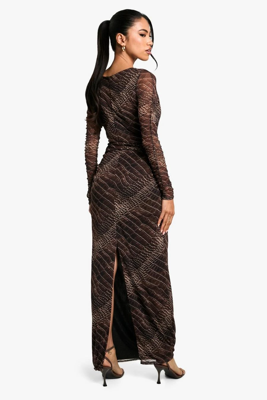 BOOHOO Croc Print Ruched Maxi Dress 2 BOOHOO Croc Print Ruched Maxi Dress - Image 2