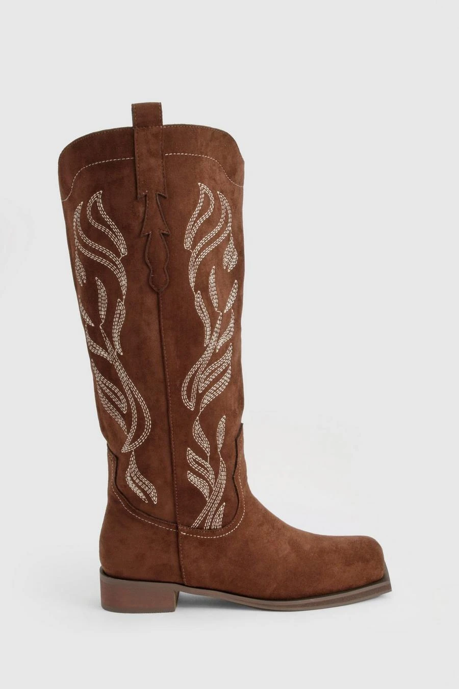 BOOHOO Embroidered Detail Flat Western Boots 3 BOOHOO Embroidered Detail Flat Western Boots - Image 3