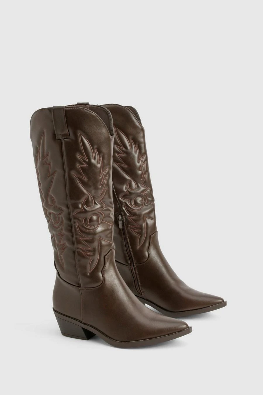 BOOHOO Embroidered Knee High Western Boots 2 BOOHOO Embroidered Knee High Western Boots - Image 2