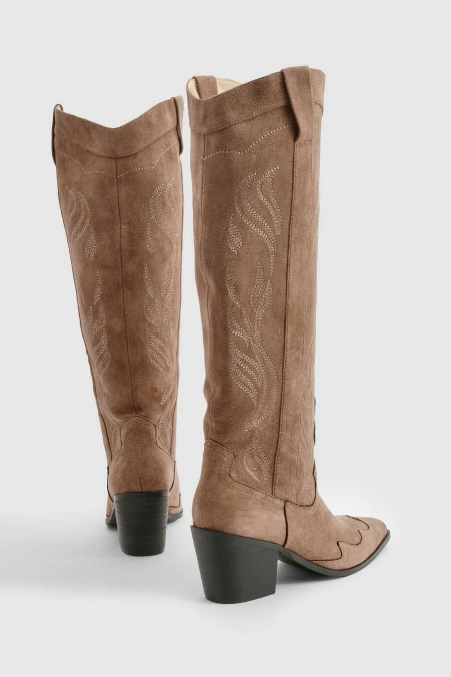 BOOHOO Knee High Heeled Western Cowboy Boots 4 BOOHOO Knee High Heeled Western Cowboy Boots - Image 4
