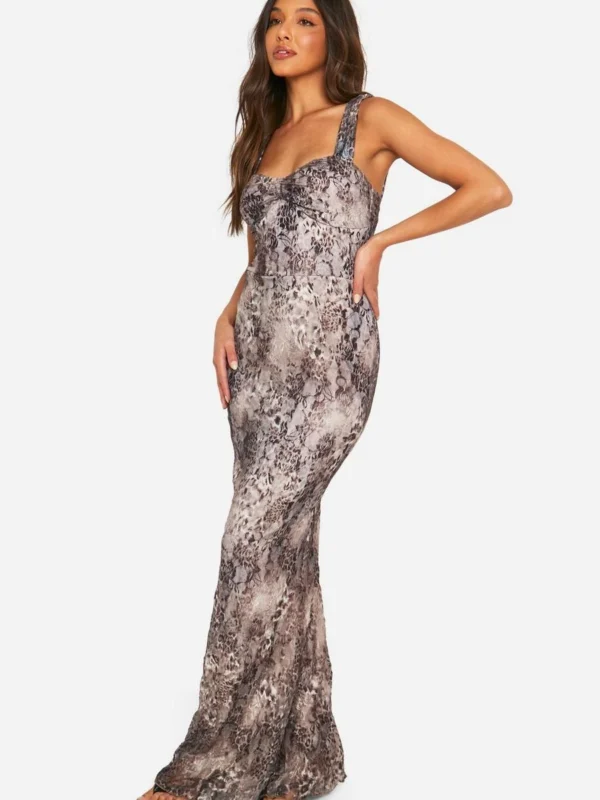 Outlet 9 Outlet -BamBam Fashion Shop female brown lace leopard maxi dress 2