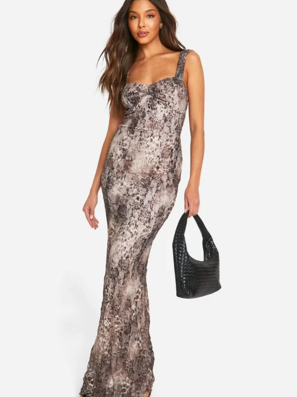 Outlet 7 Outlet -BamBam Fashion Shop female brown lace leopard maxi dress