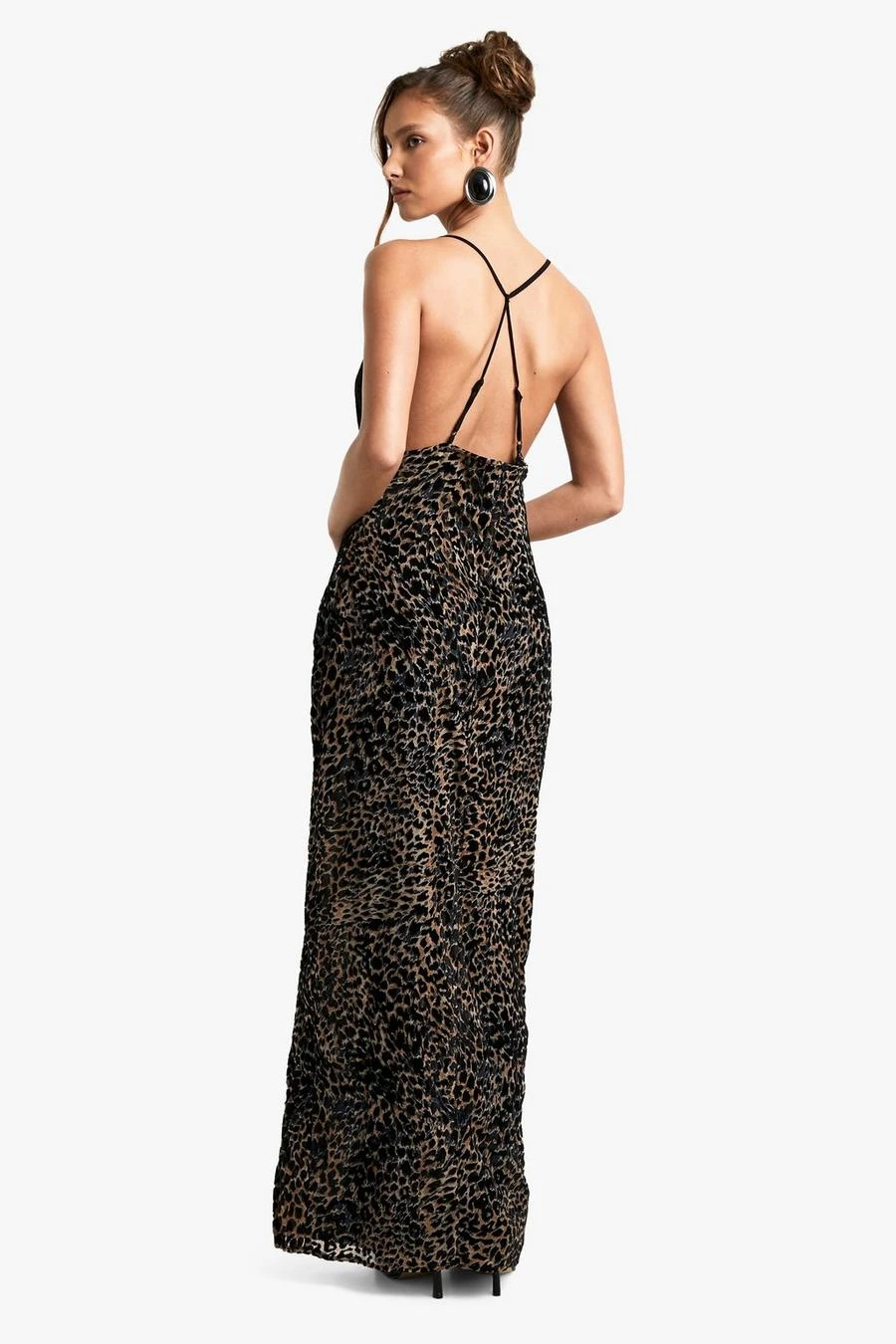 BOOHOO Leopard Devore Lace Trim Maxi Dress 2 BOOHOO Leopard Devore Lace Trim Maxi Dress - Image 2
