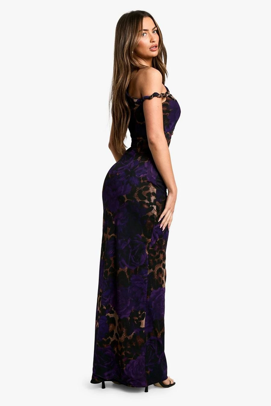 BOOHOO Leopard Floral Mesh Rope Detail Asymmetric Maxi Dress 2 BOOHOO Leopard Floral Mesh Rope Detail Asymmetric Maxi Dress - Image 2