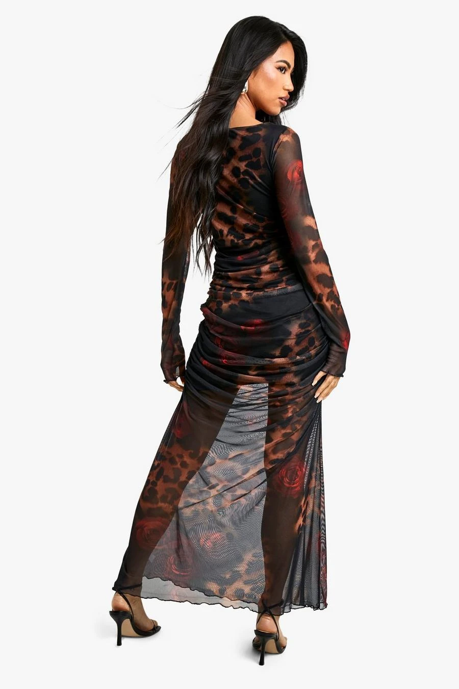 BOOHOO Leopard Mesh Maxi Dress 2 BOOHOO Leopard Mesh Maxi Dress - Image 2