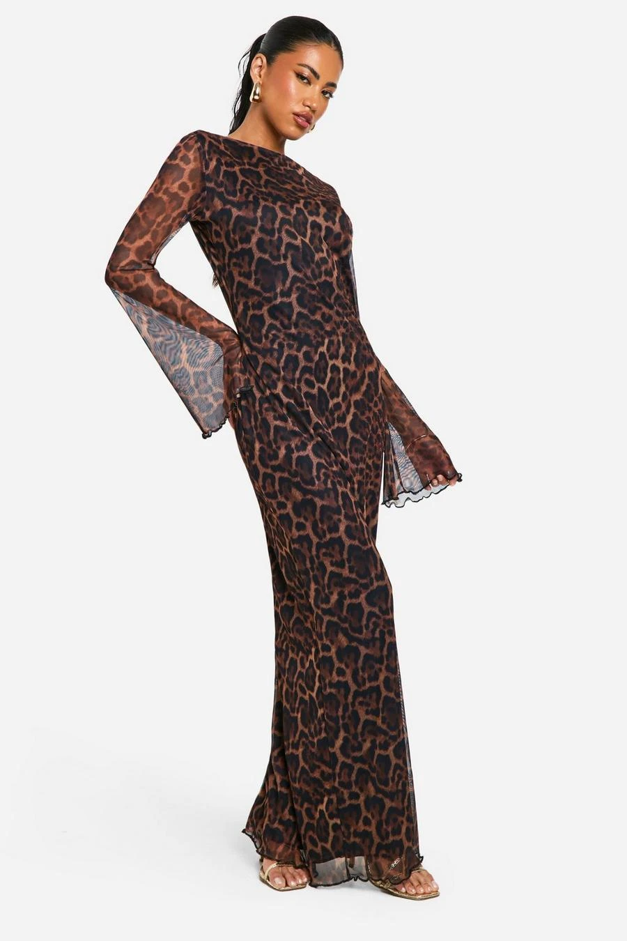 BOOHOO Leopard Scoop Back Maxi Dress 1 BOOHOO Leopard Scoop Back Maxi Dress