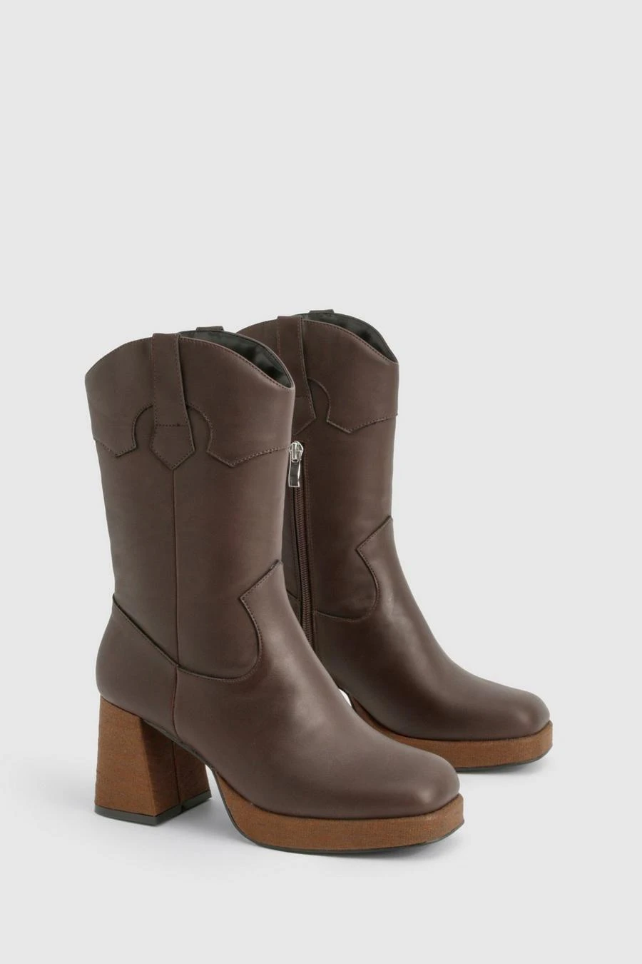 BOOHOO Platform Wooden Heel Detail Ankle Boot 2 BOOHOO Platform Wooden Heel Detail Ankle Boot - Image 2