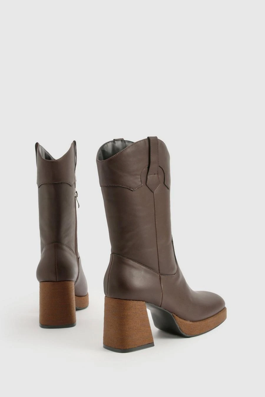 BOOHOO Platform Wooden Heel Detail Ankle Boot 4 BOOHOO Platform Wooden Heel Detail Ankle Boot - Image 4