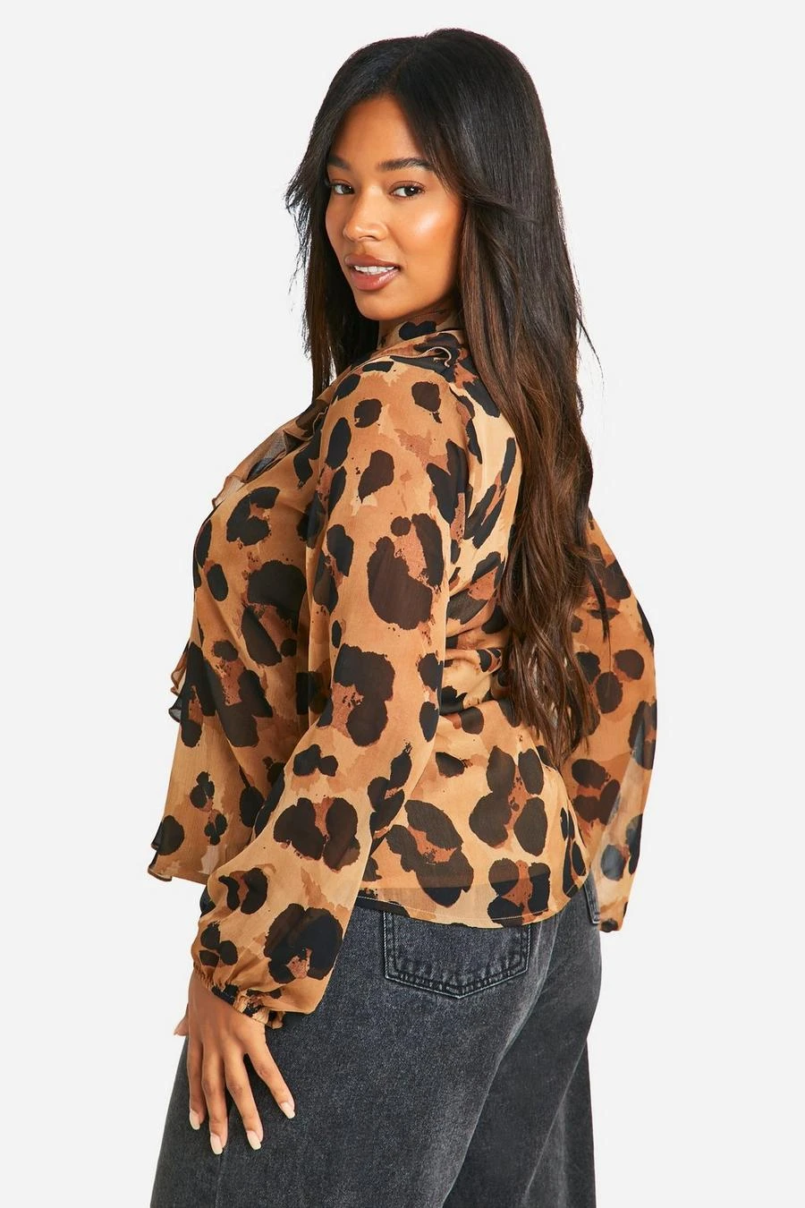 BOOHOO Plus Ruffle Tie Front Volume Sleeve Blouse 2 BOOHOO Plus Ruffle Tie Front Volume Sleeve Blouse - Image 2