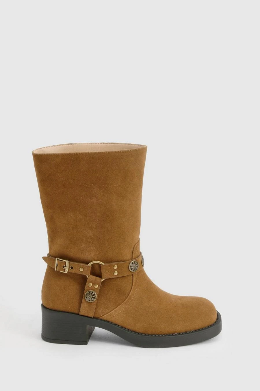 BOOHOO Wide Fit Faux Suede Western Style Buckle Detail Boots 3 BOOHOO Wide Fit Faux Suede Western Style Buckle Detail Boots - Image 3