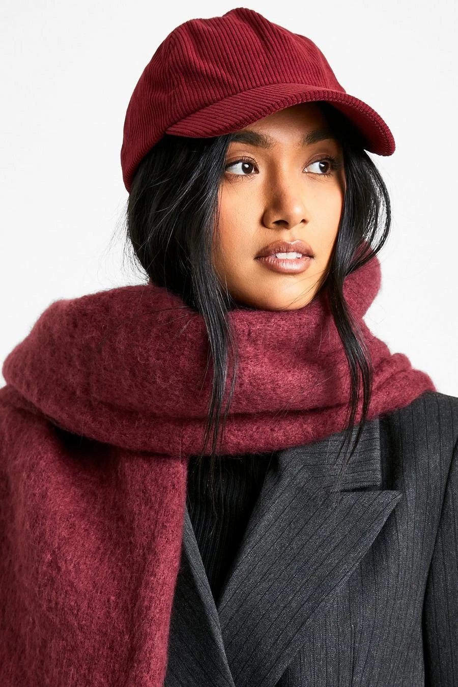 BOOHOO Burgundy Corduroy Baseball Cap 1 BOOHOO Burgundy Corduroy Baseball Cap
