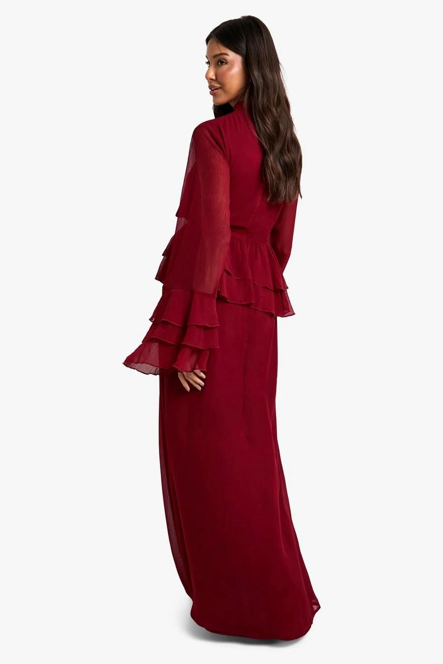 BOOHOO Crinkle Chiffon Ruffle Flare Sleeve Maxi Dress 2 BOOHOO Crinkle Chiffon Ruffle Flare Sleeve Maxi Dress - Image 2