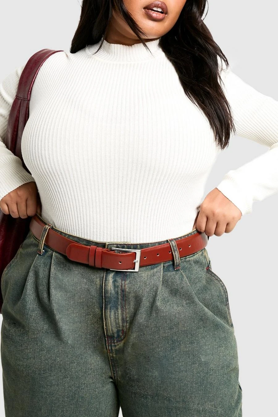 BOOHOO Plus Cherry Red Chunky Buckle Waist Belt 1 BOOHOO Plus Cherry Red Chunky Buckle Waist Belt