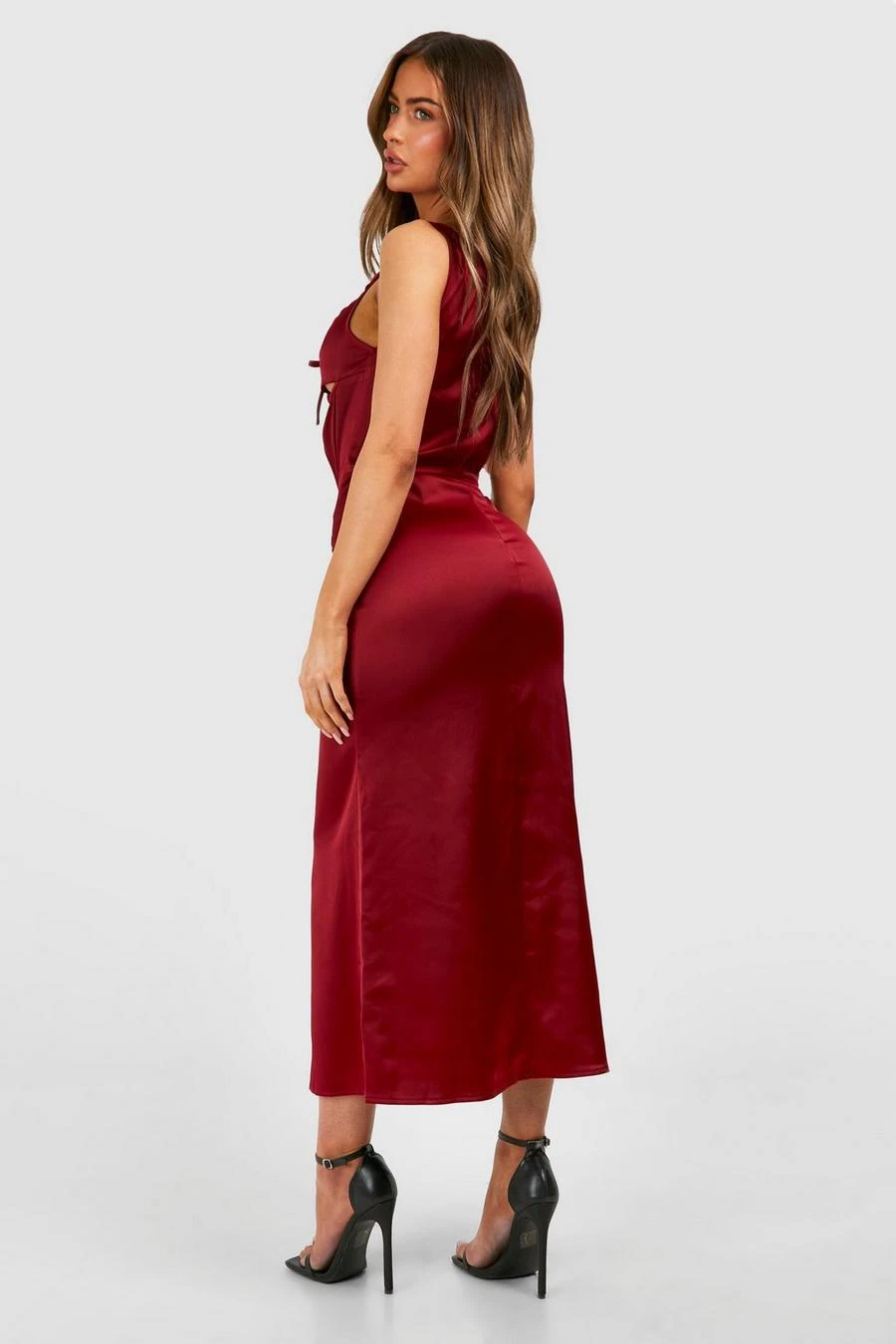 BOOHOO Satin Cut Out Midaxi Slip Dress 2 BOOHOO Satin Cut Out Midaxi Slip Dress - Image 2