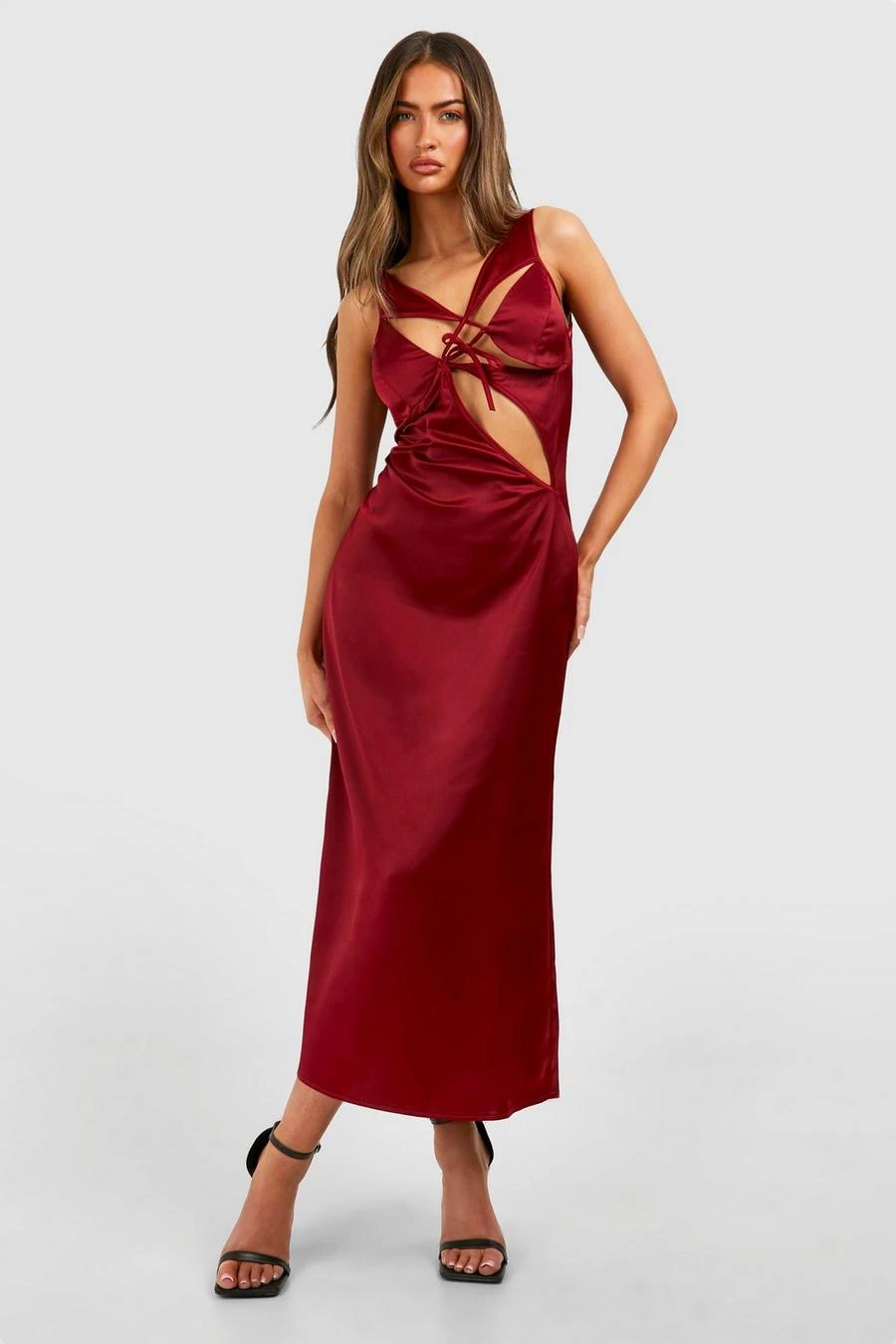 BOOHOO Satin Cut Out Midaxi Slip Dress 1 BOOHOO Satin Cut Out Midaxi Slip Dress