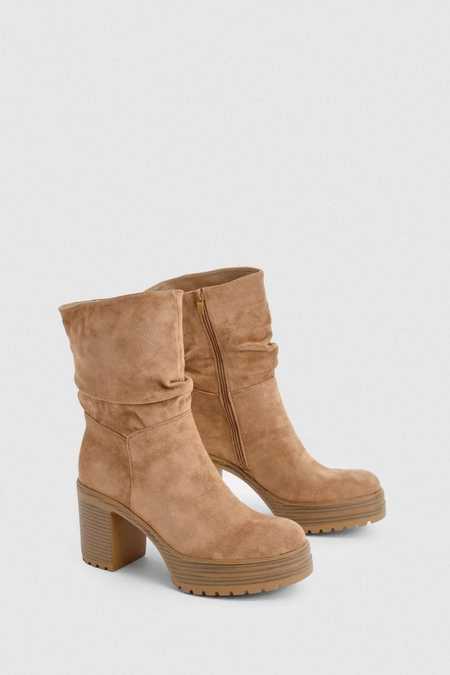 BOOHOO Faux Suede Ruched Ankle Boot 2 BOOHOO Faux Suede Ruched Ankle Boot - Image 2