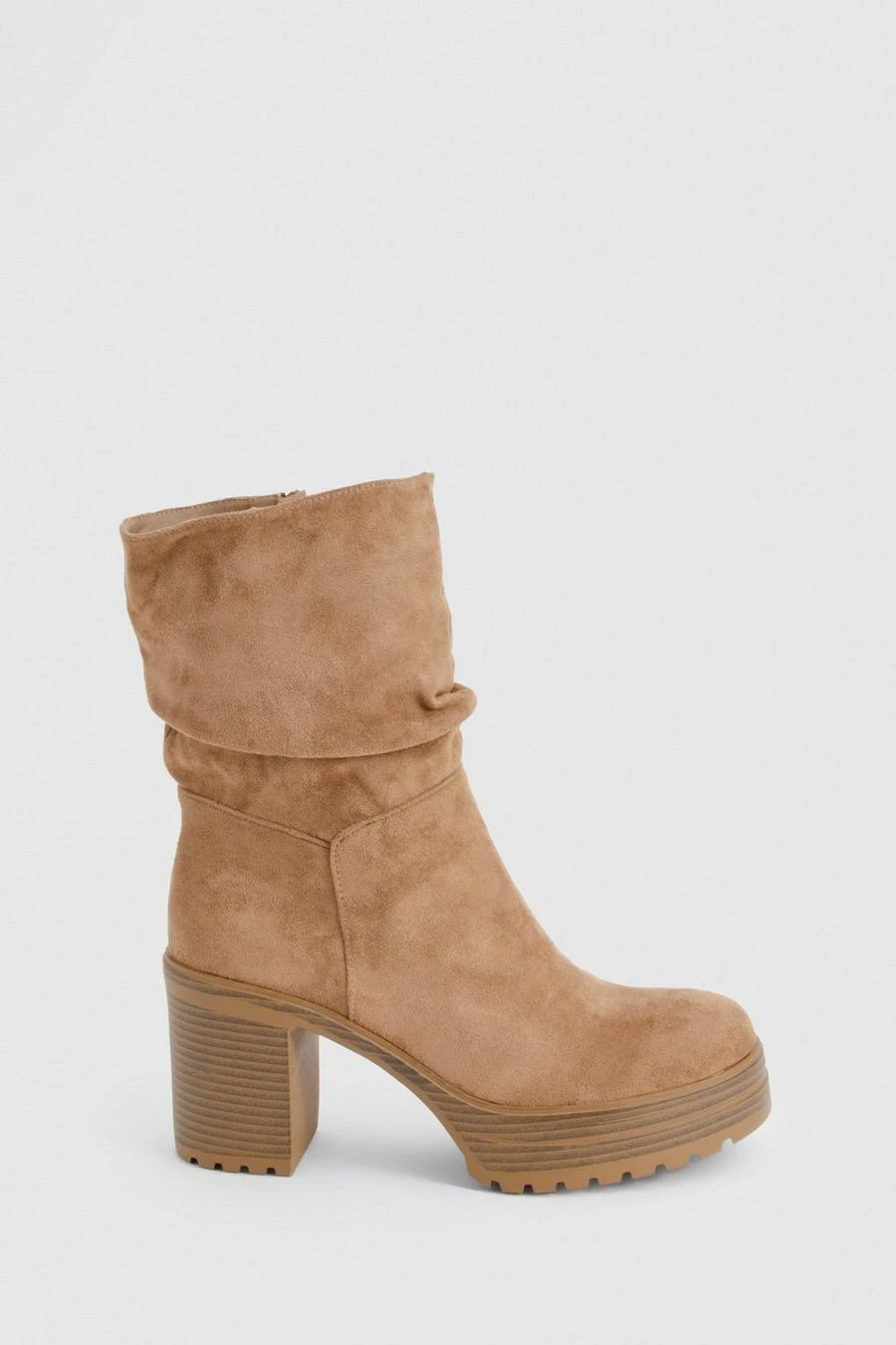 BOOHOO Faux Suede Ruched Ankle Boot 3 BOOHOO Faux Suede Ruched Ankle Boot - Image 3