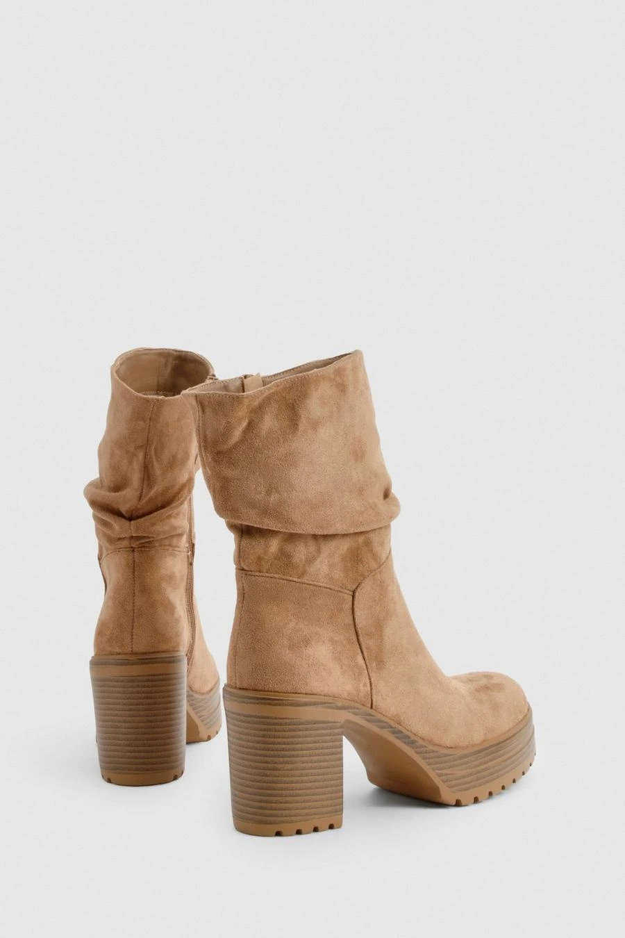 BOOHOO Faux Suede Ruched Ankle Boot 4 BOOHOO Faux Suede Ruched Ankle Boot - Image 4