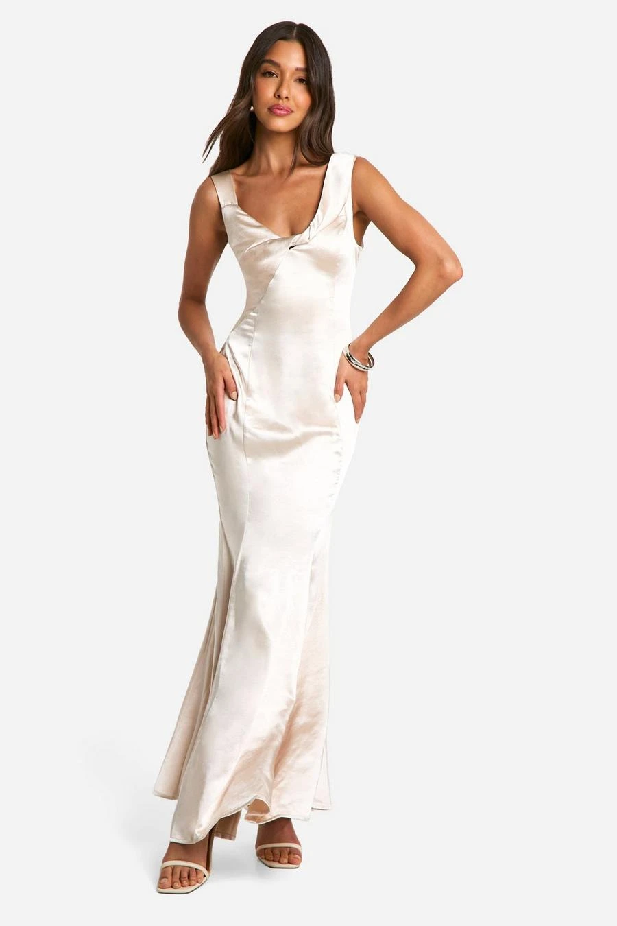 BOOHOO Satin Twist Strap Maxi Dress 3 BOOHOO Satin Twist Strap Maxi Dress - Image 3