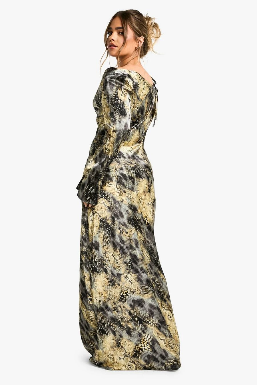 BOOHOO Petite Drape Shoulder Abstract Animal Maxi Dress 2 BOOHOO Petite Drape Shoulder Abstract Animal Maxi Dress - Image 2