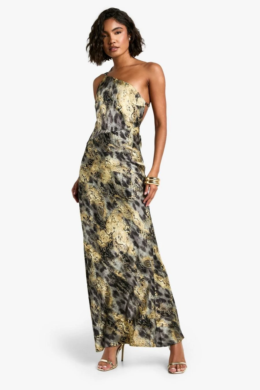 BOOHOO Tall Cowl Back Abstract Animal Maxi Dress 1 BOOHOO Tall Cowl Back Abstract Animal Maxi Dress