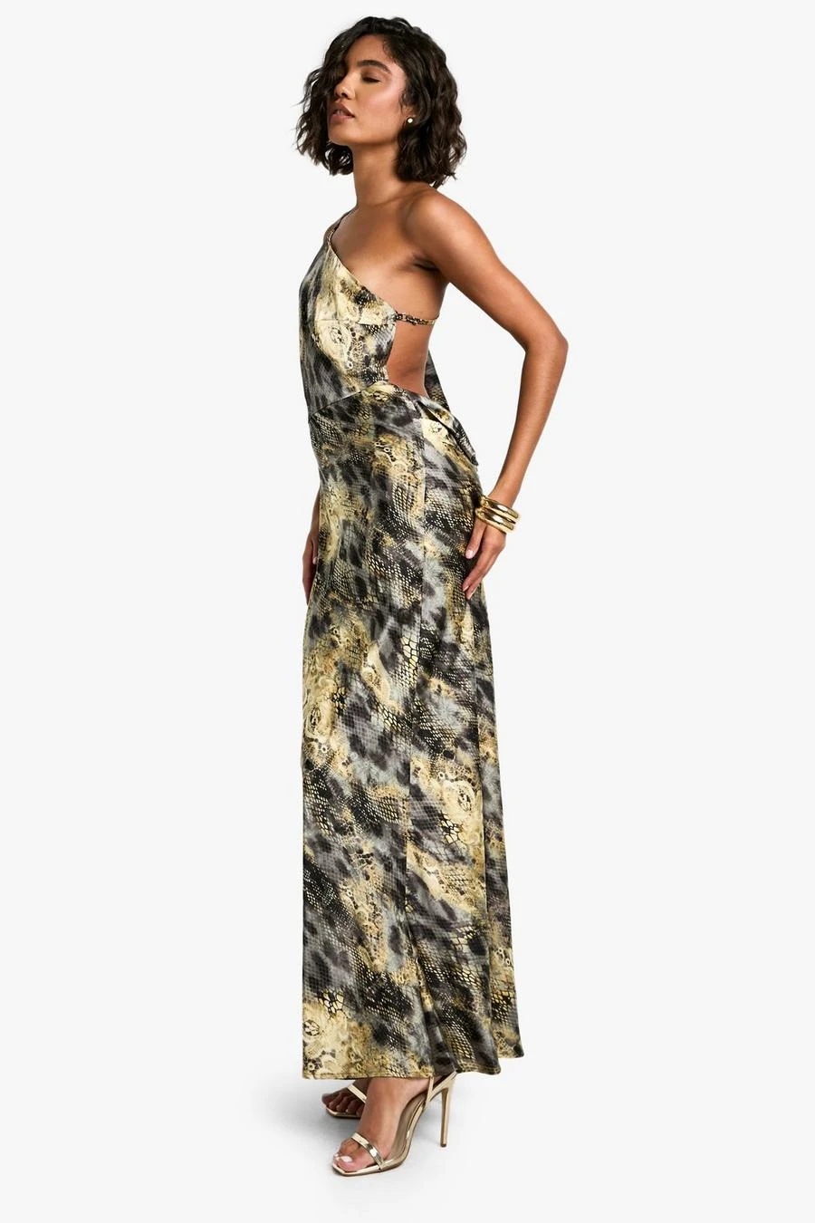 BOOHOO Tall Cowl Back Abstract Animal Maxi Dress 3 BOOHOO Tall Cowl Back Abstract Animal Maxi Dress - Image 3
