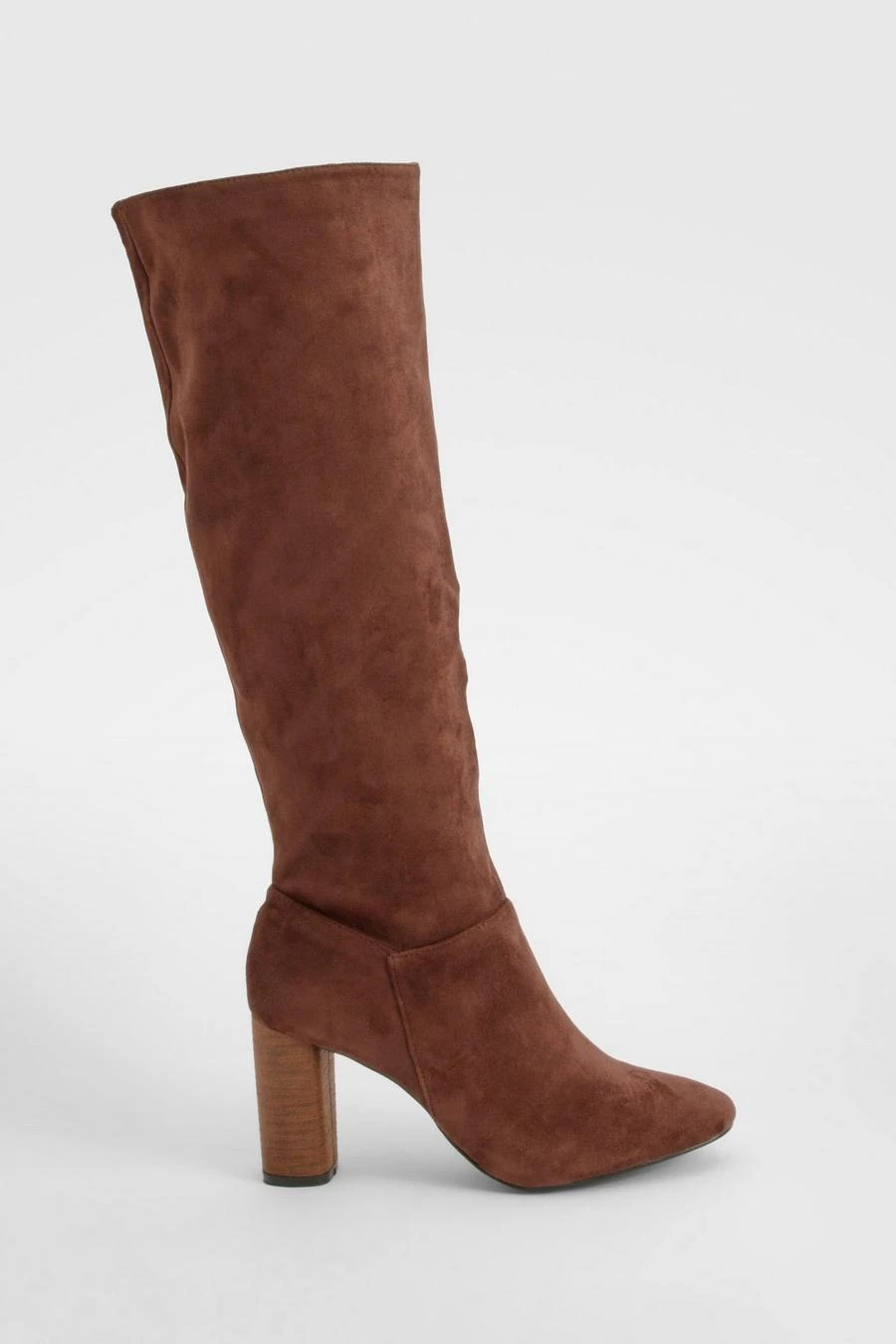 BOOHOO Block Wooden Heel Faux Suede Knee High Boots 3 BOOHOO Block Wooden Heel Faux Suede Knee High Boots - Image 3