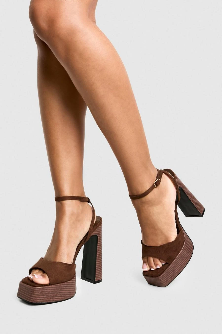 BOOHOO Faux Suede Platform Stacked Heels 1 BOOHOO Faux Suede Platform Stacked Heels