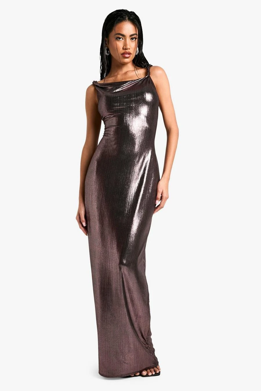 BOOHOO Metallic Rope Detail Maxi Dress 1 BOOHOO Metallic Rope Detail Maxi Dress