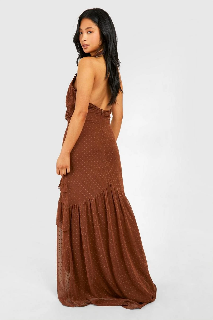 BOOHOO Petite Dobby Frill Maxi Dress 2 BOOHOO Petite Dobby Frill Maxi Dress - Image 2