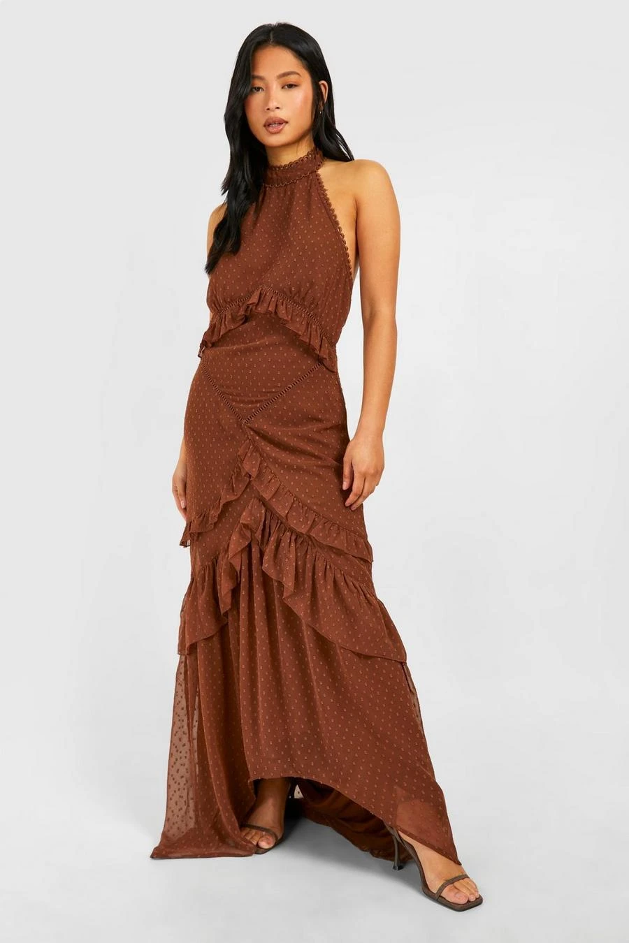 BOOHOO Petite Dobby Frill Maxi Dress 1 BOOHOO Petite Dobby Frill Maxi Dress