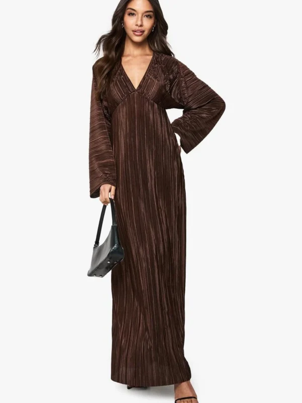 Outlet 9 Outlet -BamBam Fashion Shop female chocolate plisse batwing maxi dress 2