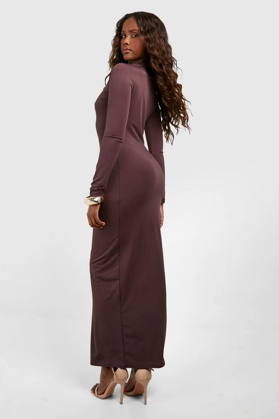 BOOHOO Premium Matte Slinky Funnel Neck Maxi Dress 2 BOOHOO Premium Matte Slinky Funnel Neck Maxi Dress - Image 2