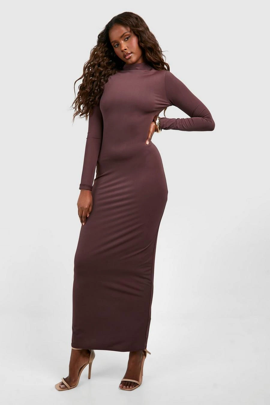 BOOHOO Premium Matte Slinky Funnel Neck Maxi Dress 3 BOOHOO Premium Matte Slinky Funnel Neck Maxi Dress - Image 3