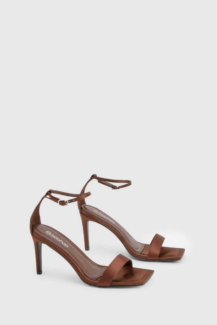 BOOHOO Satin Square Toe Mid Stiletto Heels 2 BOOHOO Satin Square Toe Mid Stiletto Heels - Image 2