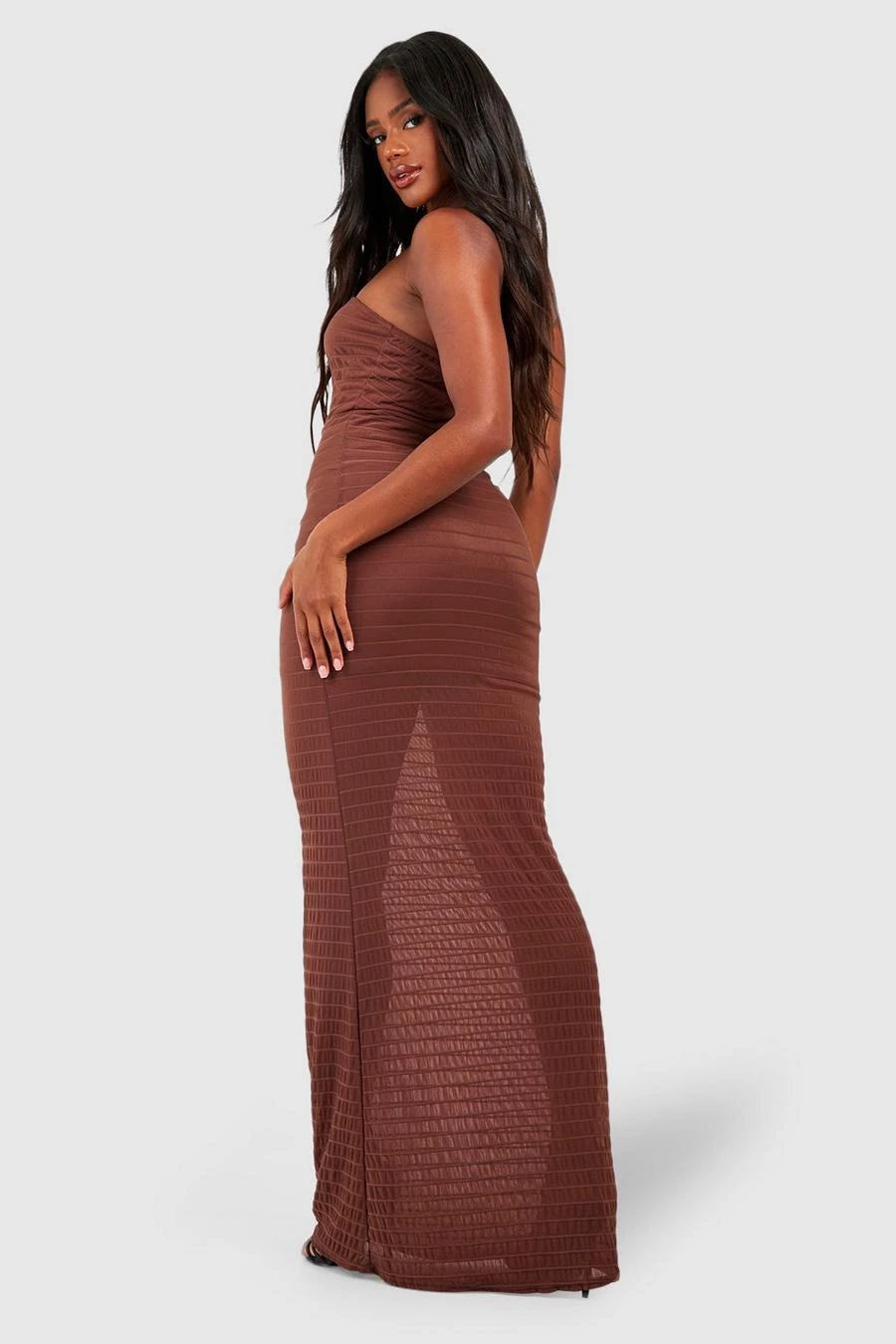 BOOHOO Textured Mesh Bandeau Maxi Dress 2 BOOHOO Textured Mesh Bandeau Maxi Dress - Image 2