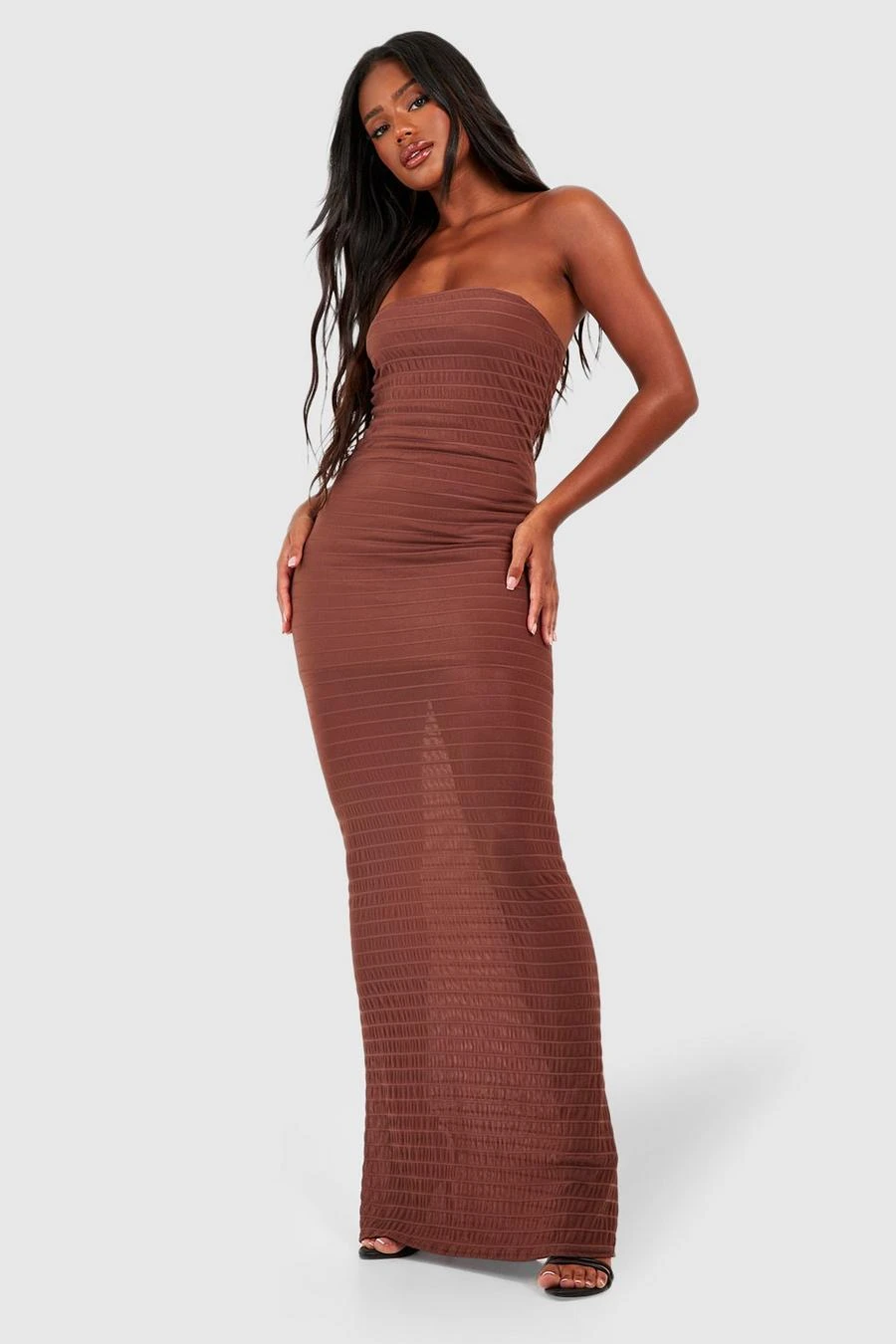 BOOHOO Textured Mesh Bandeau Maxi Dress 3 BOOHOO Textured Mesh Bandeau Maxi Dress - Image 3