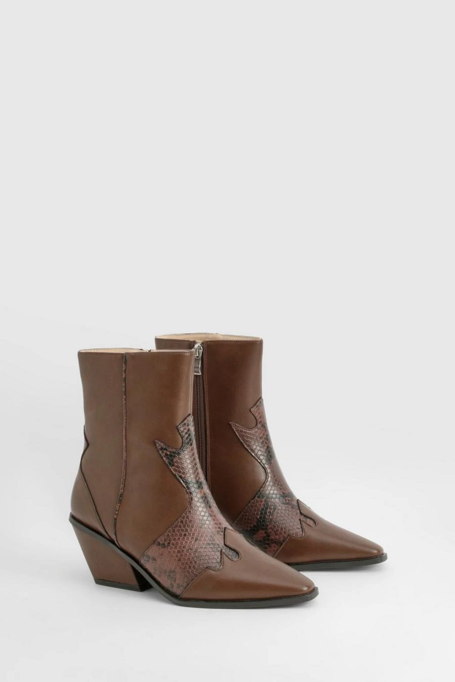 BOOHOO Wide Fit Snakeskin Detail Western Boot 1 BOOHOO Wide Fit Snakeskin Detail Western Boot