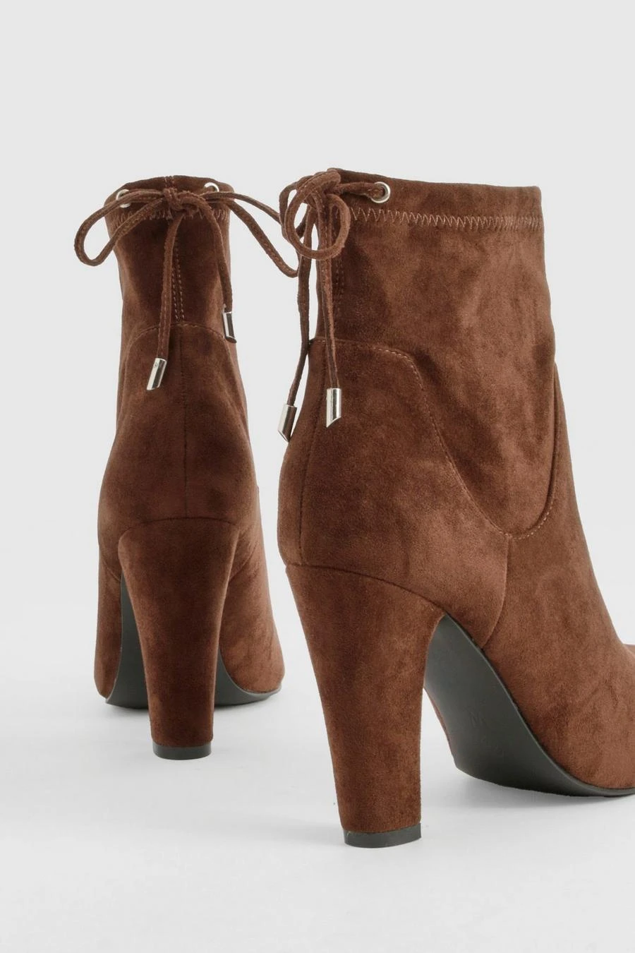 BOOHOO Wide Fit Tie Back Block Heel Sock Boots 3 BOOHOO Wide Fit Tie Back Block Heel Sock Boots - Image 3
