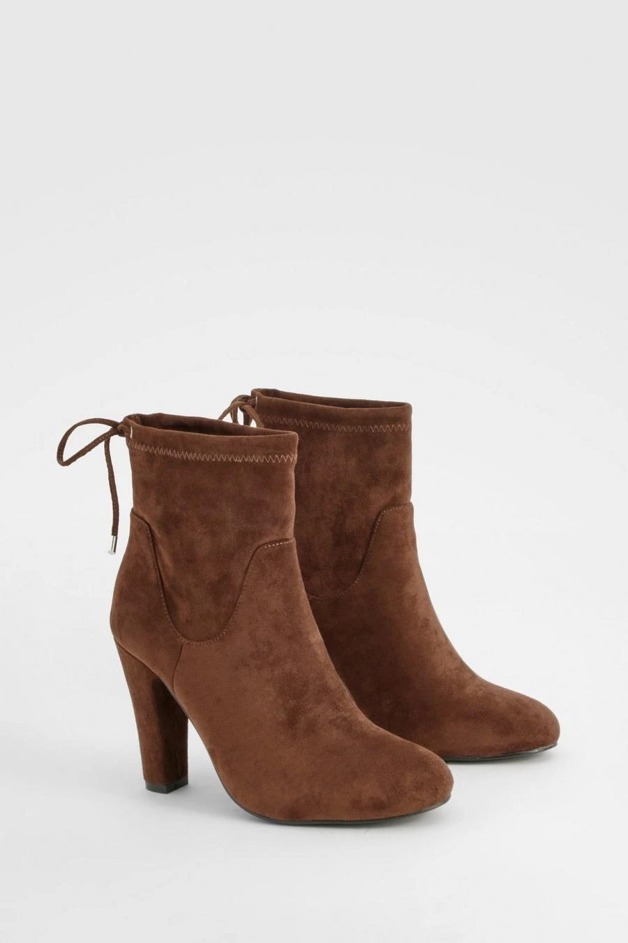BOOHOO Wide Fit Tie Back Block Heel Sock Boots 1 BOOHOO Wide Fit Tie Back Block Heel Sock Boots