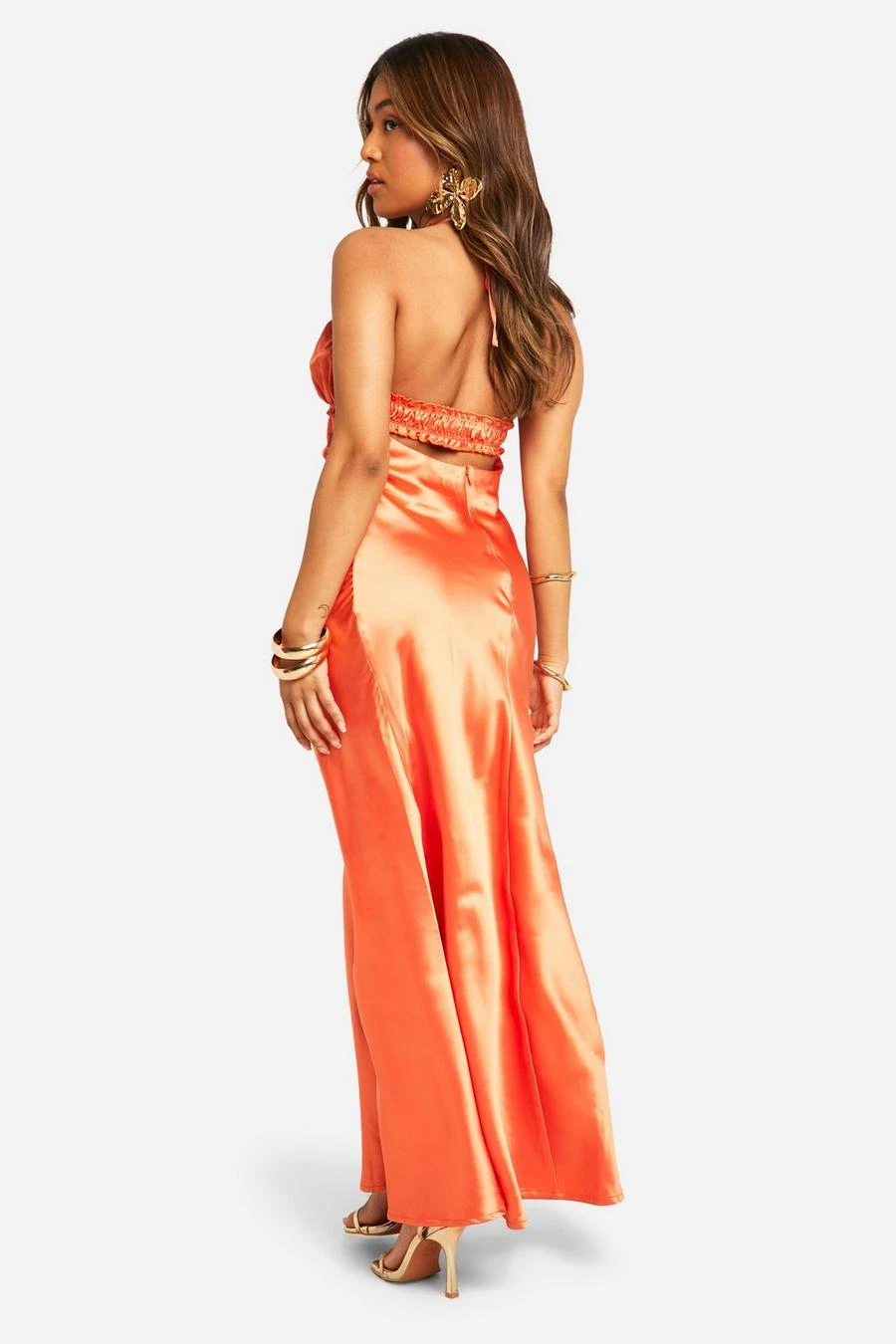 BOOHOO Petite Ruffle Satin Maxi Slip Dress 2 BOOHOO Petite Ruffle Satin Maxi Slip Dress - Image 2