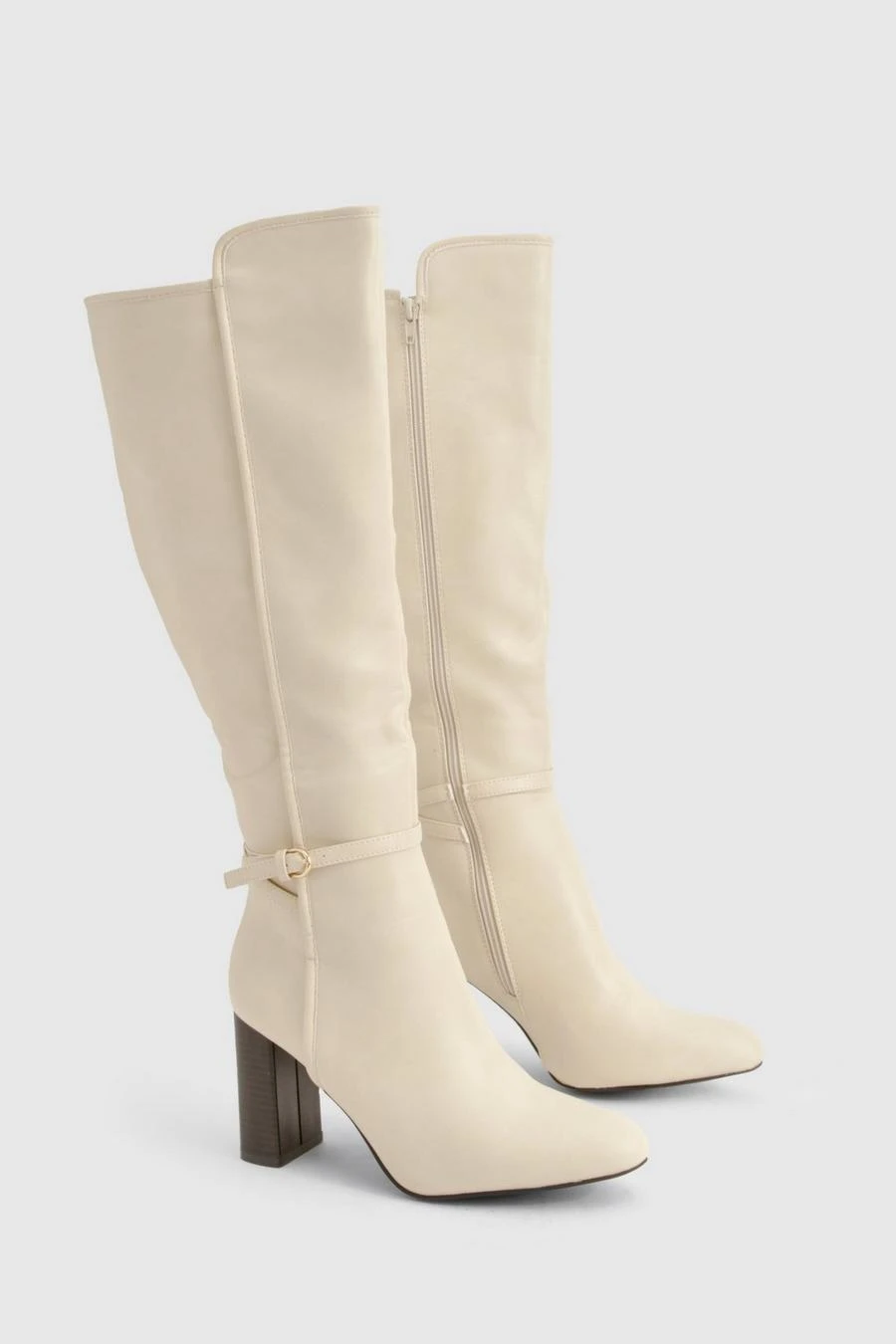 BOOHOO Buckle Detail Block Heel Knee High Boots 2 BOOHOO Buckle Detail Block Heel Knee High Boots - Image 2