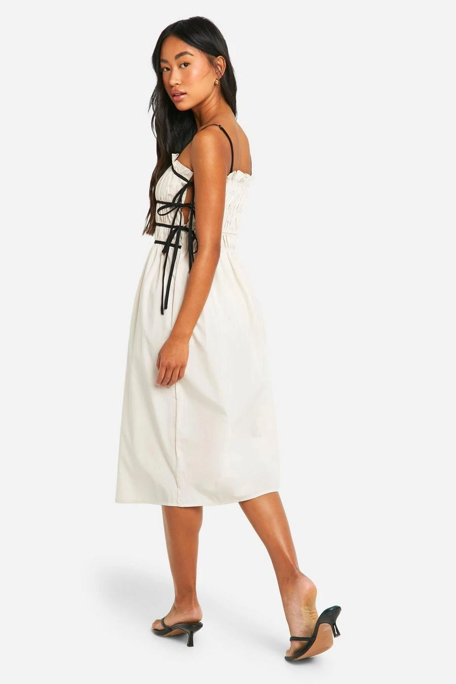 BOOHOO Contrast Shirred Waist Midi Dress 2 BOOHOO Contrast Shirred Waist Midi Dress - Image 2