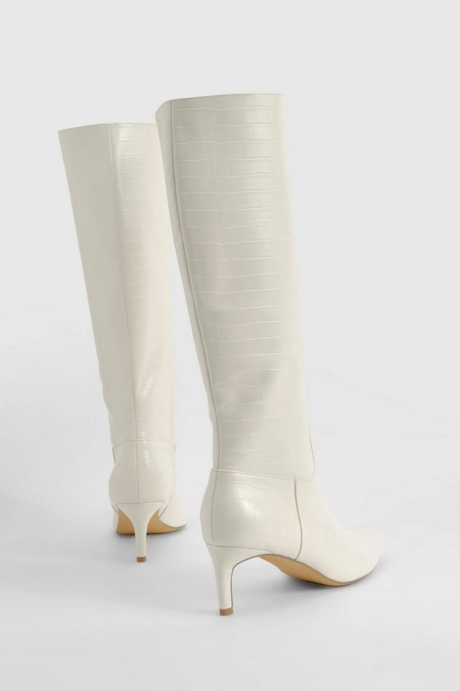 BOOHOO Croc Low Heel Pointed Knee High Boots 3 BOOHOO Croc Low Heel Pointed Knee High Boots - Image 3